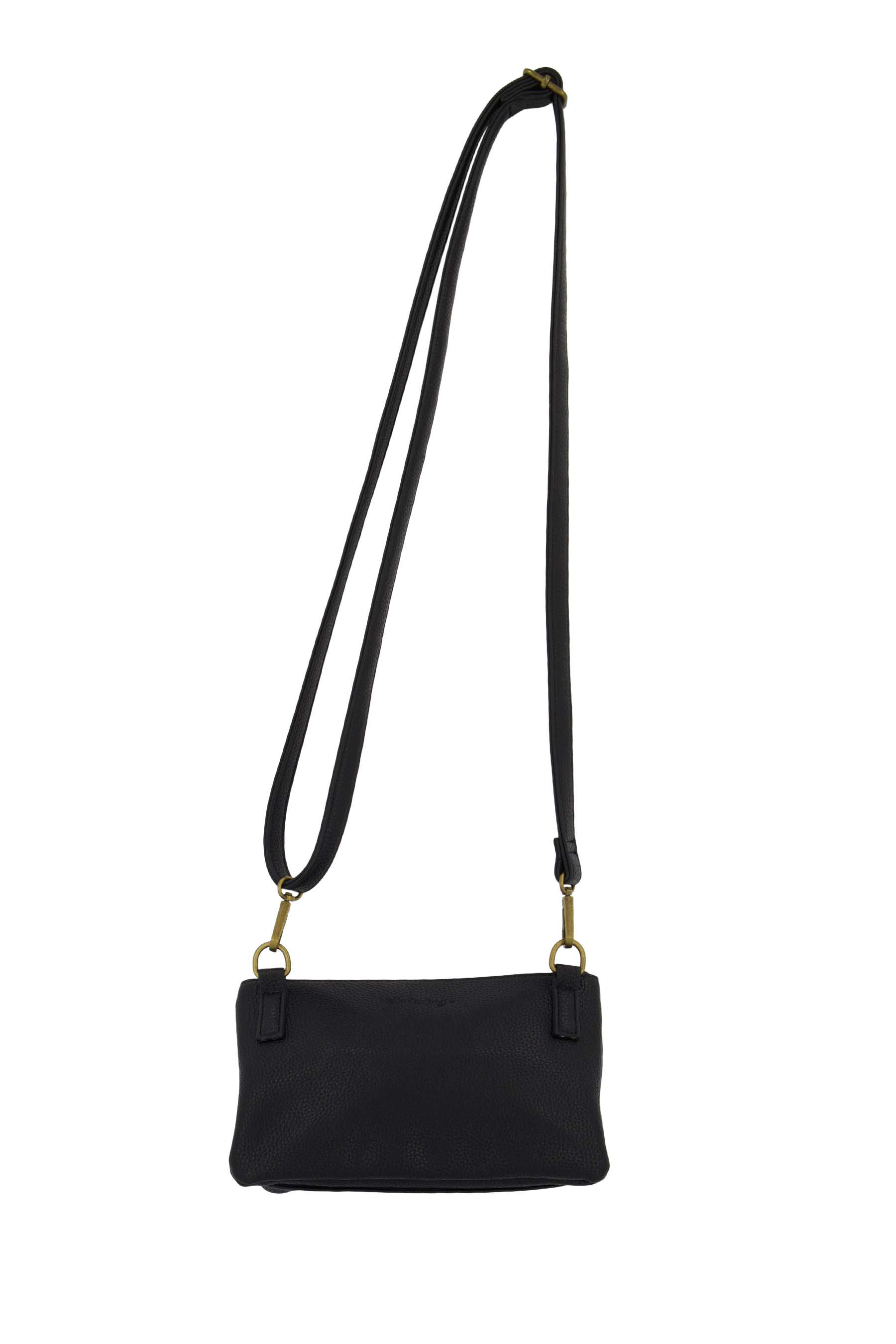 Schoudertas met flap en kwastje - zwart | Zusss