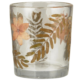 30971-00 | Candleholder w/flowers and leaves in glass | Ib Laursen 
