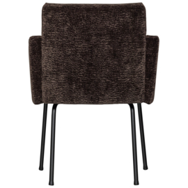 801139-DB | Mount eetkamerstoel met armleuning - 3D Chenille donkerbruin | WOOOD
