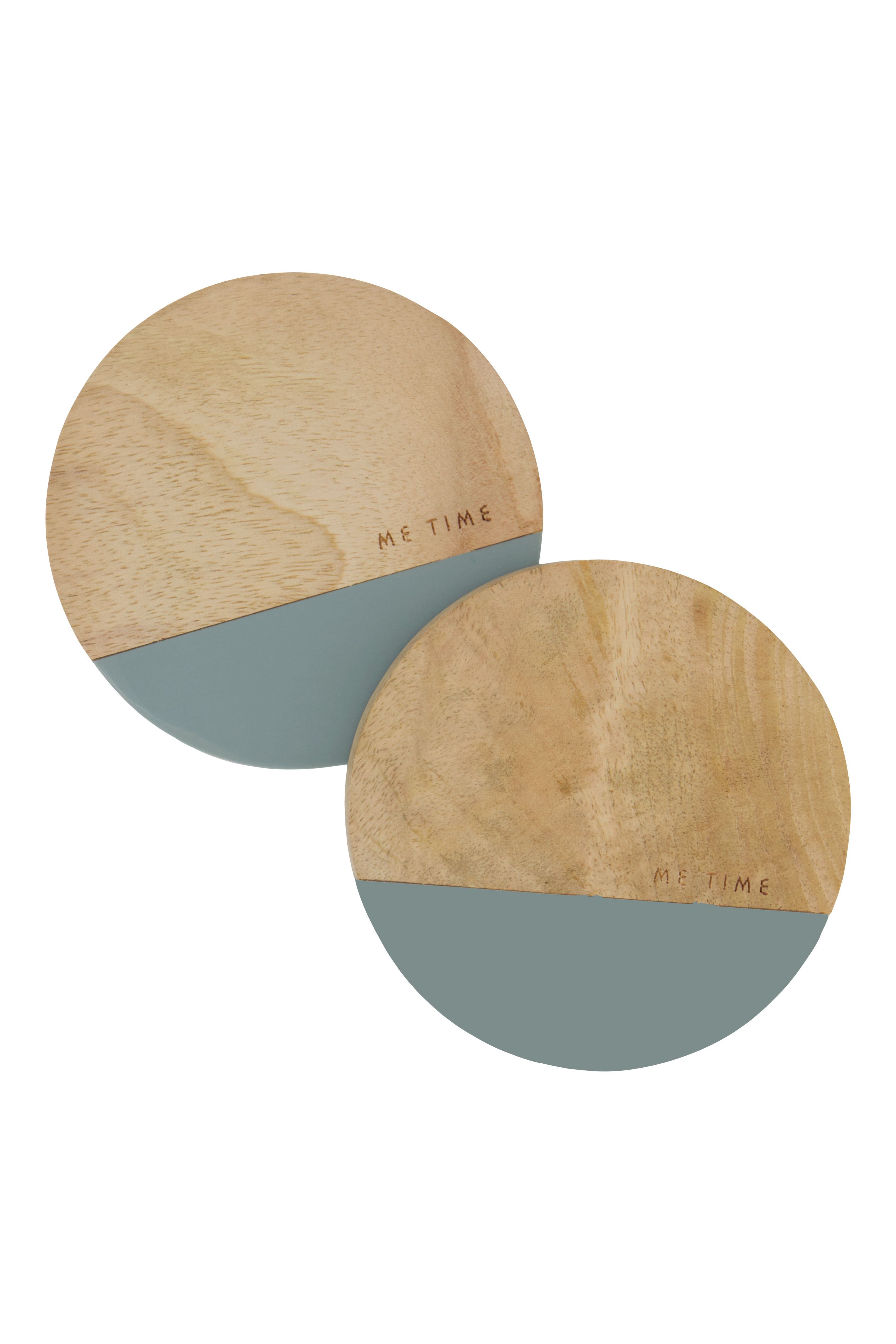 Set van 2 onderzetters hout me time - grijsblauw/naturel | Zusss