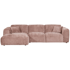 375072-T | Cloud chaise longue links - geweven chenille taupe/roze | WOOOD