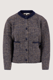Visgraat jaquard vest - donkerblauw/grijs | Zusss 