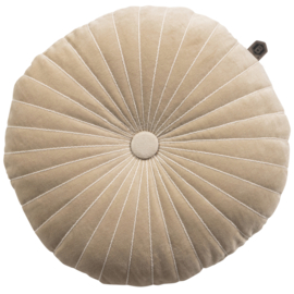 801377-Z | Twinkle kussen met streep rond - velvet zand Ø45cm | BePureHome