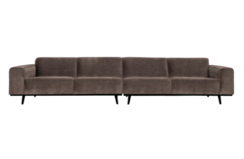 378656-T | Statement xl 4-zits bank 372 cm - brede platte rib taupe | BePureHome