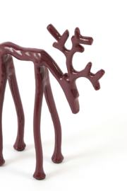 7623017 | Ornament 15x6x20 cm DEER - shiny burgundy | Light & Living - Wordt verwacht!