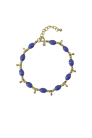 Armband met druppel kraaltjes - lavenderblauw/goud | Zusss