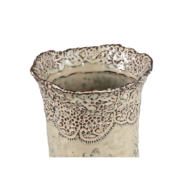 728836 | Lilly-Eva vase flower pattern L - beige | PTMD