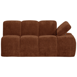 377454/5-R | Mojo 1,5-zits element met arm (links of rechts) - ribstof roestbruin | WOOOD
