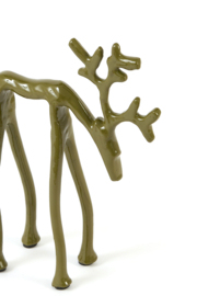 7623069 | Ornament 15x6x20 cm DEER - shiny olive | Light & Living - Wordt verwacht!