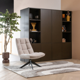 377816-P | Toval plantenpot laag - metaal hoogglans paars/bruin | WOOOD