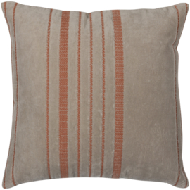 377563-BN | Aziz kussens (set van 3) - velvet bruin/naturel | WOOOD