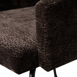 801139-DB | Mount eetkamerstoel met armleuning - 3D Chenille donkerbruin | WOOOD