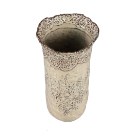 728836 | Lilly-Eva vase flower pattern L - beige | PTMD