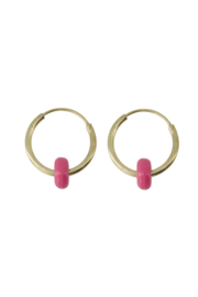 Oorringen met rondje - fel roze/goud | Zusss