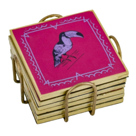 OZ3308 | Set van 6 onderzetters met rekje - animals | HomeBound by KY - Sept/okt weer verwacht!