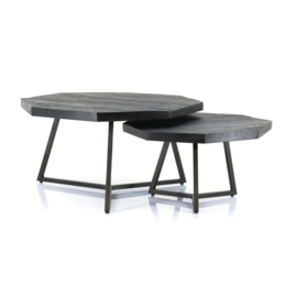 1646 | Coffeetable set Octagon - black | By-Boo