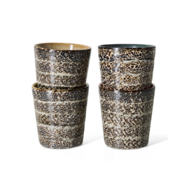 KST0357 | 70s ceramics: coffee mugs, brew variation (set of 4) | HKliving - Medio oktober verwacht!