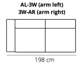 3-zits met 1 arm - Vegas 198x97 cm | Het Anker