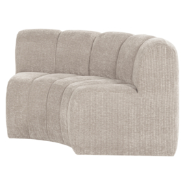 377902- E | Mojo eetbank half ronde hoek met rugleuning - rib ecru | WOOOD