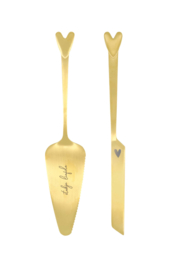 Taartschep en taartmes hartje - goud | Zusss