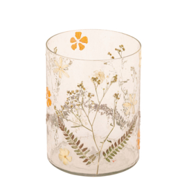 735971 | Ailla tealight with dried flowers L - orange | PTMD
