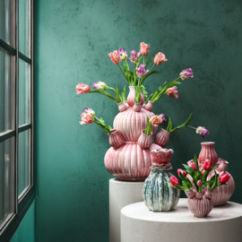 725185 | Nolou tulip vase ribbed XS - pink | PTMD