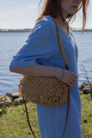 Rafia schoudertas met fringe - sahara | Zusss
