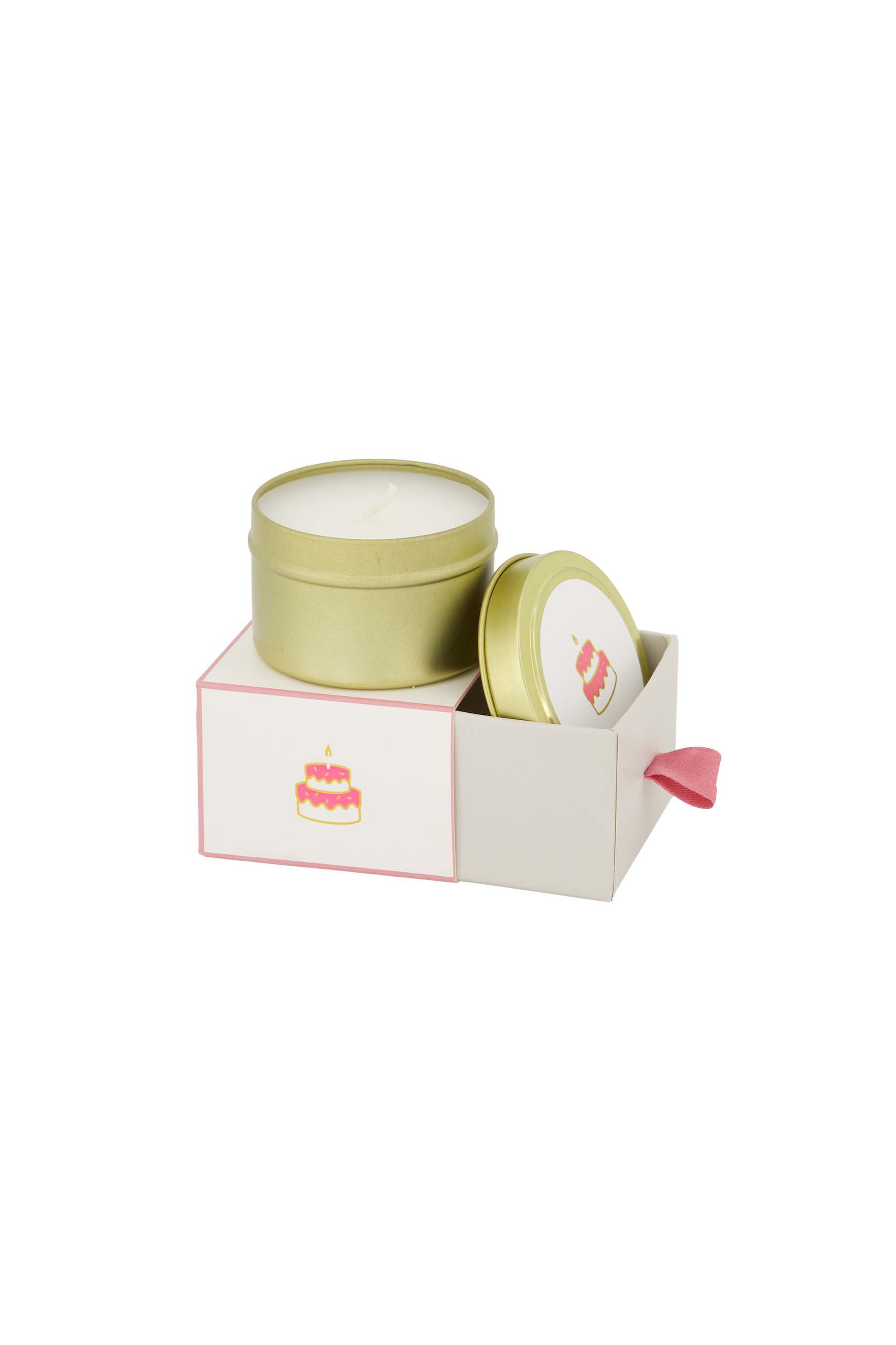 Geurkaars tinnen in schuifdoosje gefeliciteerd - wit/roze | Zusss 