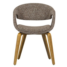 377505-BN | Yossi eetkamerstoel - bruin met houten poot naturel | WOOOD