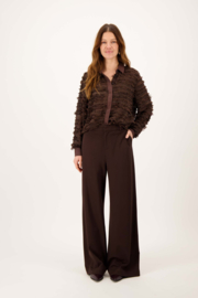 Feather blouse met lange mouw - donkerbruin | Zusss