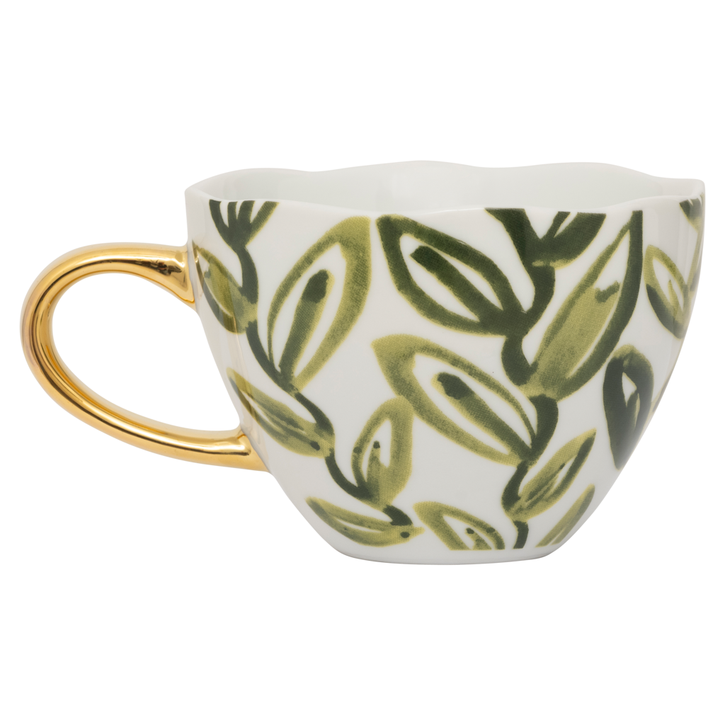 108075 | UNC Good Morning cup cappuccino/tea Leaves - evergreen sprig | Urban Nature Culture