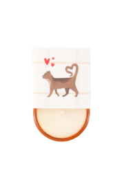 Geurkaarsje in wikkel I meow you - oranje/wit/bruin | Zusss