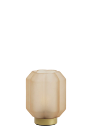 1885890 | Tafellamp LED Ø13x16,5 cm YVIAS glas - mat perzik | Light & Living