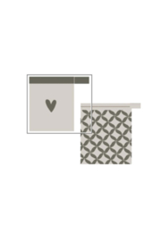 Set van twee washandjes hartje/patroon - antraciet/zand | Zusss
