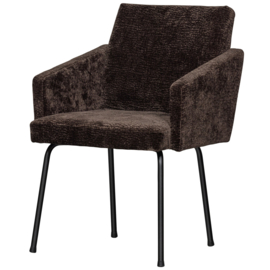 801139-DB | Mount eetkamerstoel met armleuning - 3D Chenille donkerbruin | WOOOD