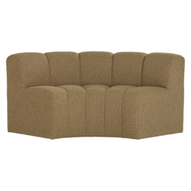 377902- GM | Mojo eetbank half ronde hoek met rugleuning - boucle geelbruin | WOOOD