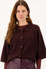 Vestje met 3/4 mouw en kraagje - Burgundy | Zusss 