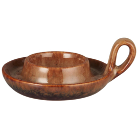 92211-14 | Tealight holder w/ handle - amber brown | Ib Laursen