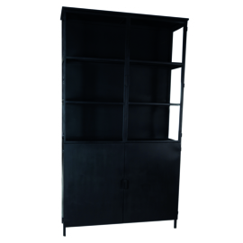702587 | Elina Glass cabinet black iron frame 2 doors | PTMD