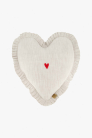 Kussen hartvorm 35x40cm - peper en zout/rood | Zusss 