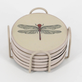 OZ3304 | Set van 6 onderzetters met rekje - insects | HomeBound by KY
