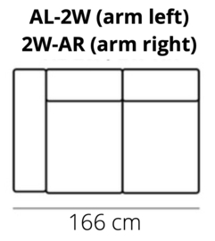 2 zits met 1 arm 166cm Stratos - Sterling - Silver - Sullivan | Het Anker