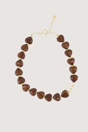 Hart ketting met parels - hazelnut | Zusss