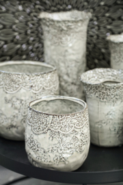 728836 | Lilly-Eva vase flower pattern L - beige | PTMD