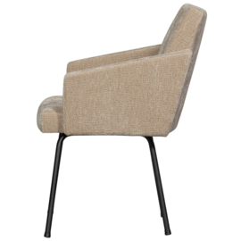 801139-SA | Mount eetkamerstoel met armleuning - 3D Chenille zand | WOOOD