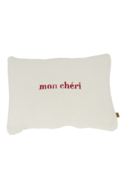 Kussen teddy mon cheri 35x25cm - wit/rood | Zusss - Wordt verwacht!