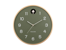 KA5886GR | Wall Clock Natural Cuckoo - Jungle green | Karlsson by Present Time
