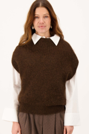 Grove mouwloze kol trui - dark choco | Zusss
