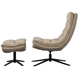 377553-N | Kube draaifauteuil met hocker - naturel | WOOOD