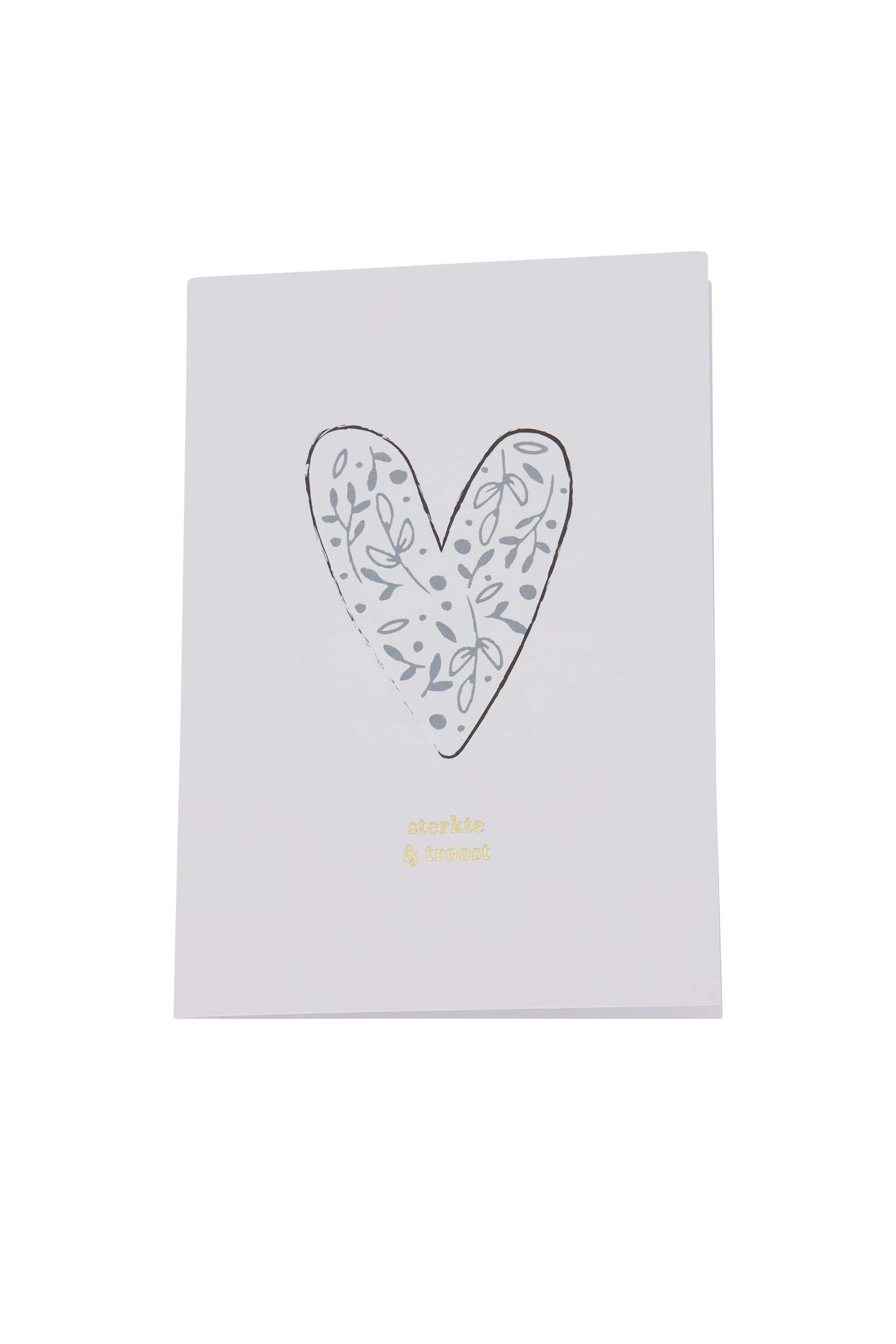 Wenskaart hart sterkte - grijsblauw/wit/goud | Zusss